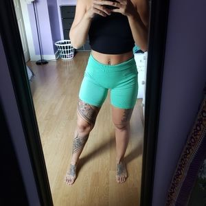 Hollister ribbed seamless bright green shorts size small